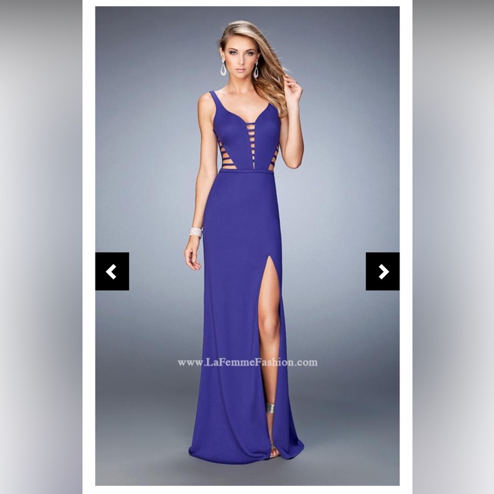 La Femme 22245 Indigo Blue Prom Dress Size 2